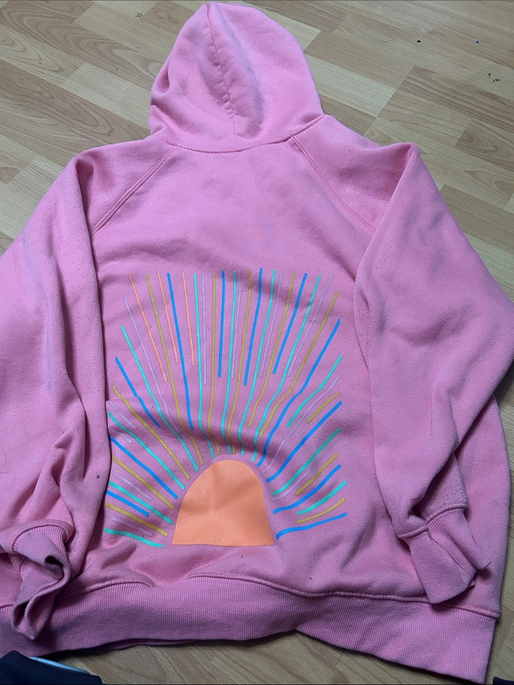 Pink Women's Hoodie Sweater with Sunrise Graphic